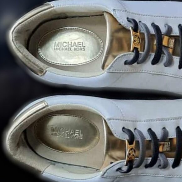 Michael Kors Genuine Leather Sneaker w/ No-Tie Elastic Shoelaces Accents - Picture 9 of 11